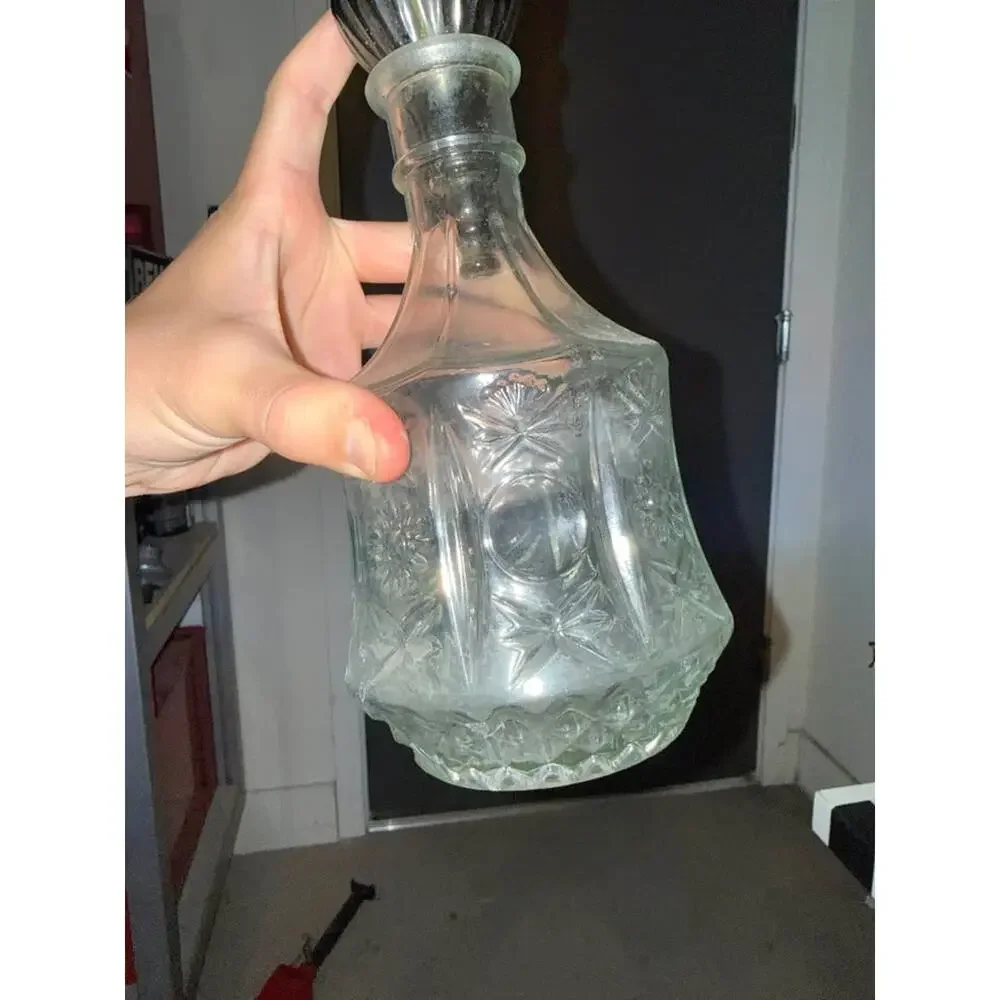 Vintage Genie Bottle Elegant Clear Crystal Spirit Decanter With Stopper